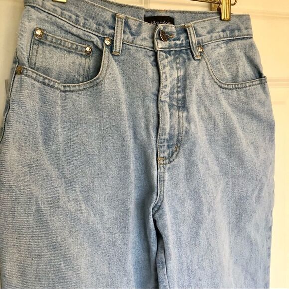 XHILARATION light wash wide leg crop denim jeans silver studs size 5 small - Picture 7 of 13